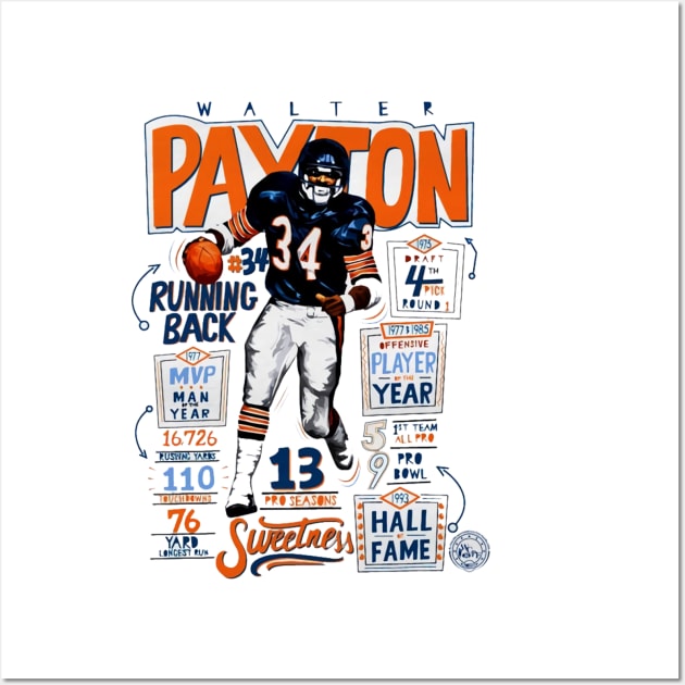 Walter Payton Chicago Stats Wall Art by MASTER_SHAOLIN